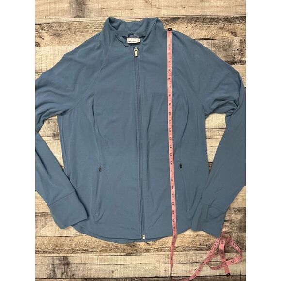 Size L Athleta Salutation Cottage Blue Full Zip Lightweight Thumbhole Jacket - Picture 5 of 9